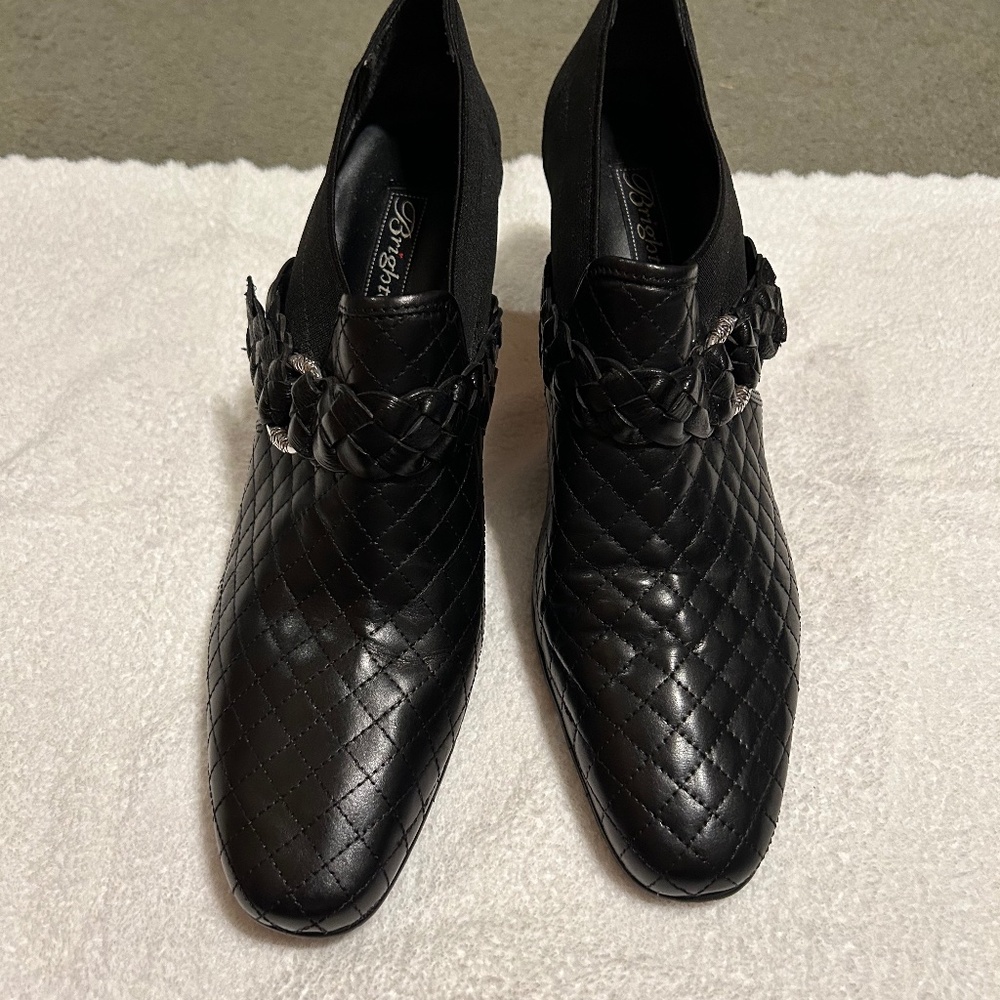 Brighton Roman Black Leather Heeled Ankle Boots